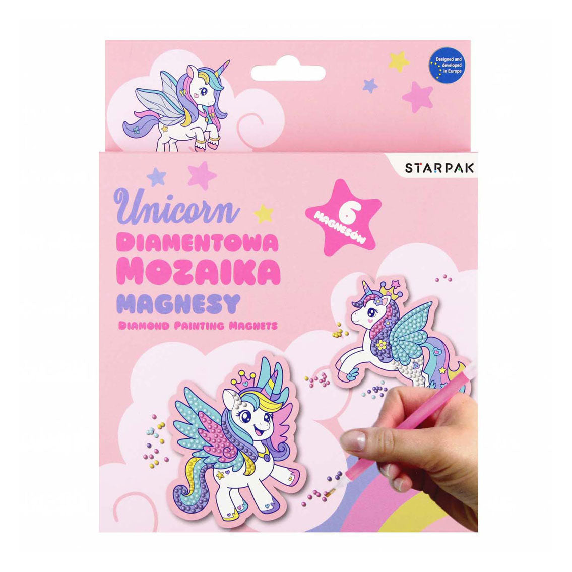 Set creativo mosaico diamante unicorno, 6 pezzi.