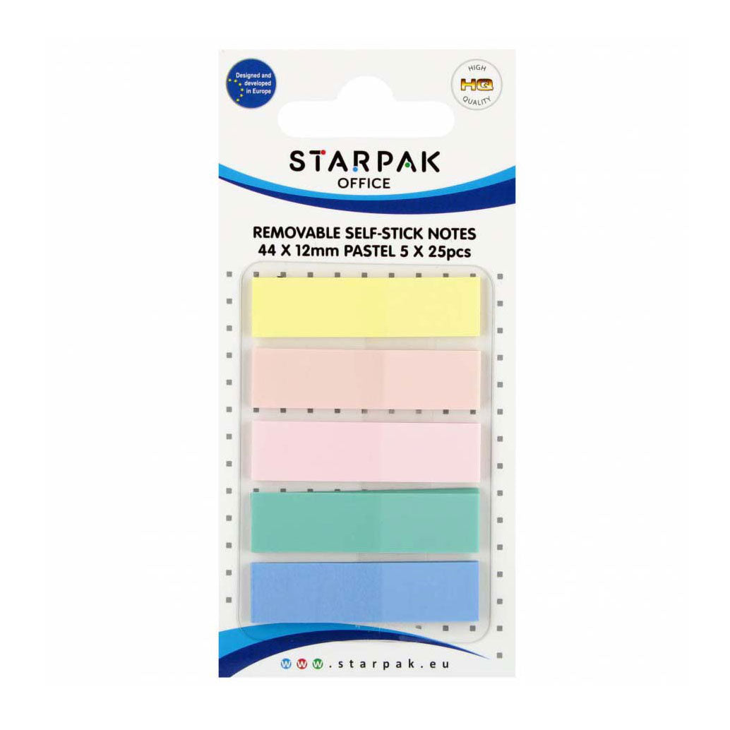 Notas autoadhesivas 44x12mm, 5 colores pastel