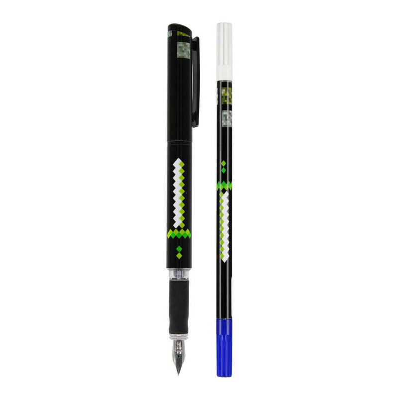 Pluma estilográfica con 2 recambios y quitatinta pixel