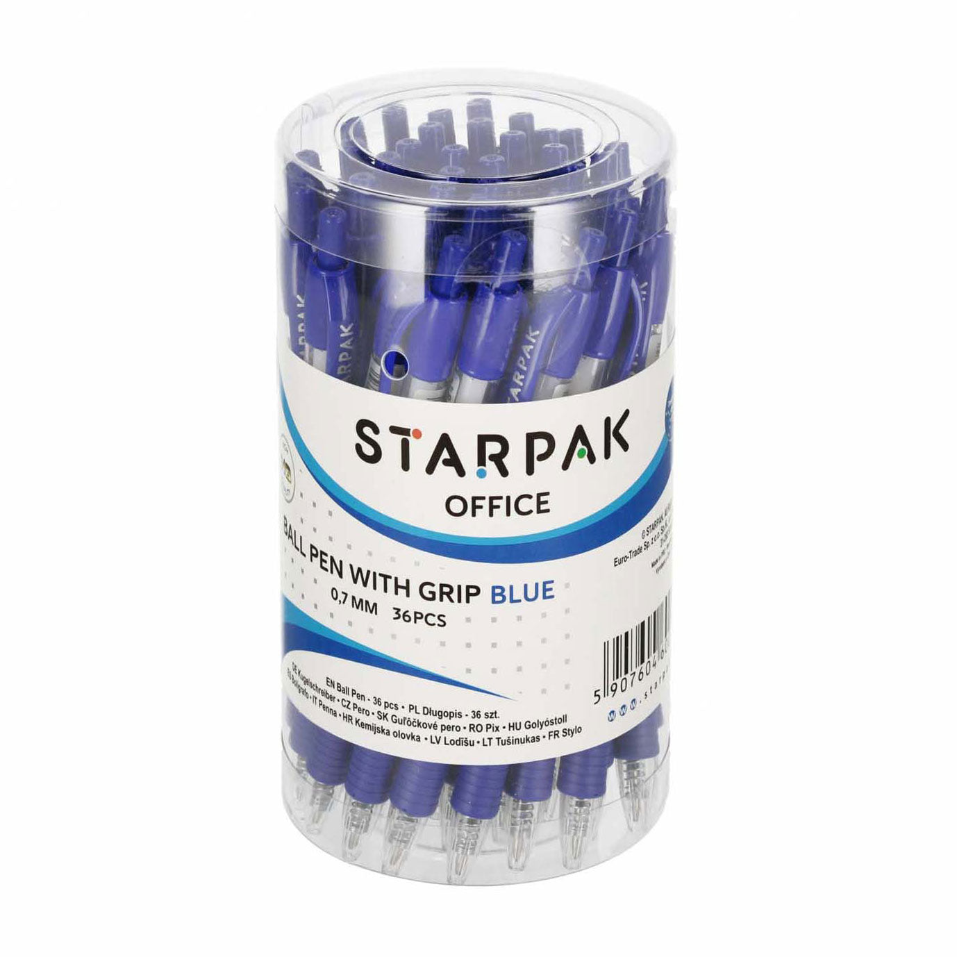 Penna a sfera con impugnatura blu, 36 pz.