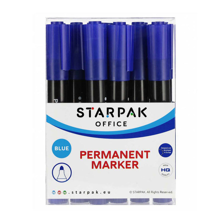 Rotulador permanente redondo azul, 12 uds.