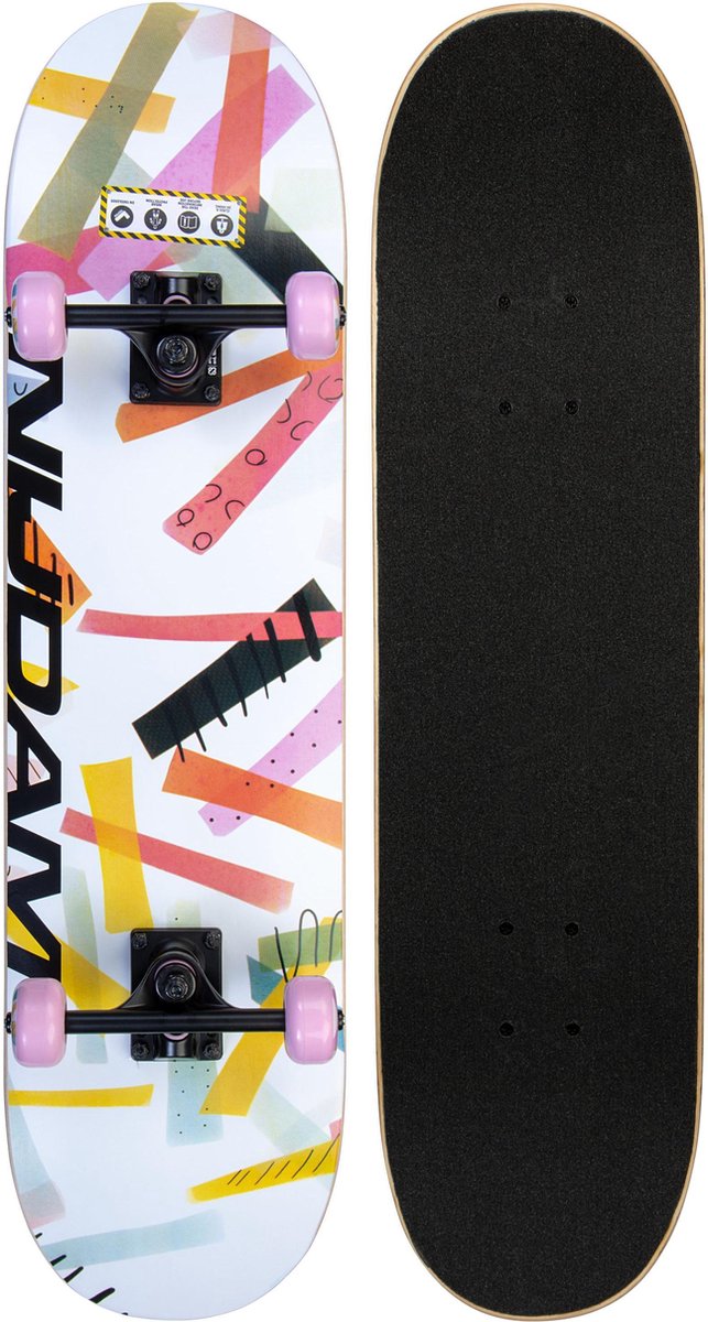 Skateboard classico Nijdam - High Time - rosa bianco