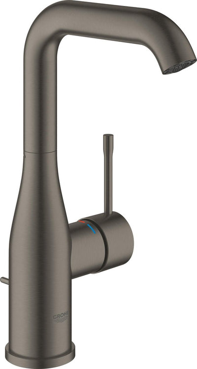 Grifo para lavabo Grohe essence nuevo - caño alto giratorio - con desagüe automático - grafito duro cepillado (antracita mate) - ahorro de agua