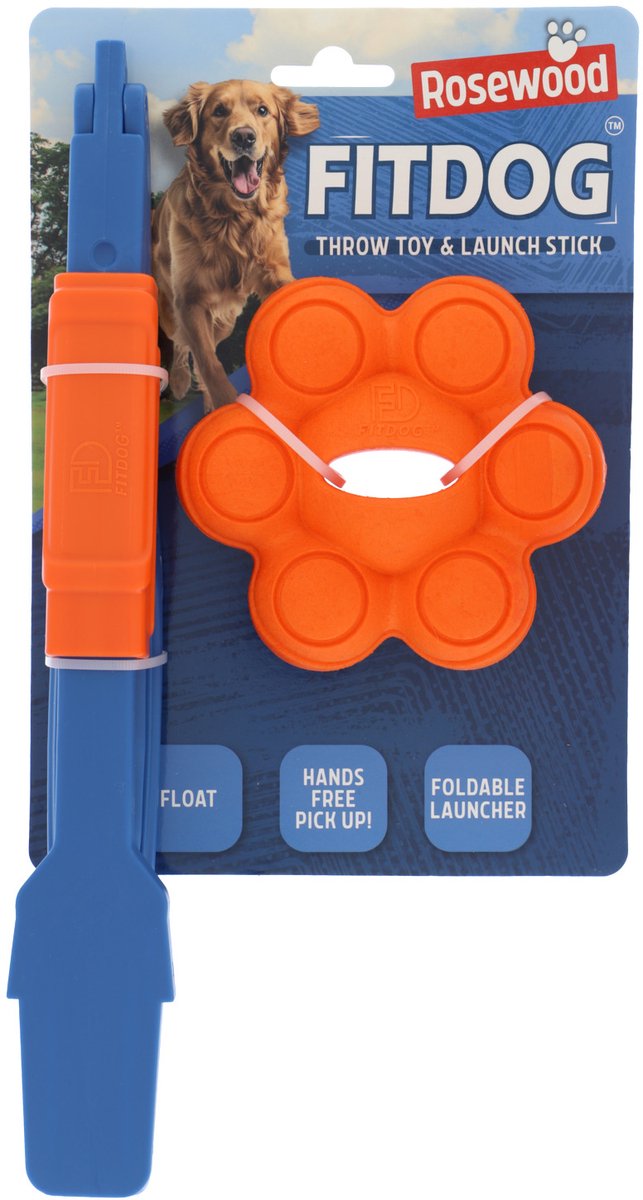 Palo de lanzamiento para perros de palisandro con bola molecular, juguete flotante que rebota, plástico resistente, para perros de tamaño mediano