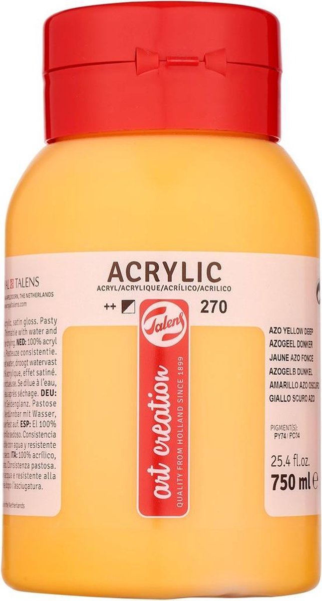 Talens art Creation pintura acrílica bote 750 ml amarillo azo oscuro 270