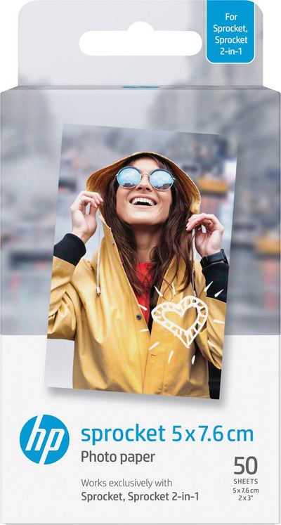 Hp sprocket - self-adhesive photo paper - 5 x 7.6 cm - 50 sheets