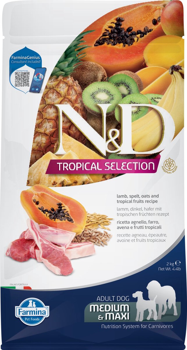 Farmina n d dog tropical selection lamb adult med maxi 2 kg