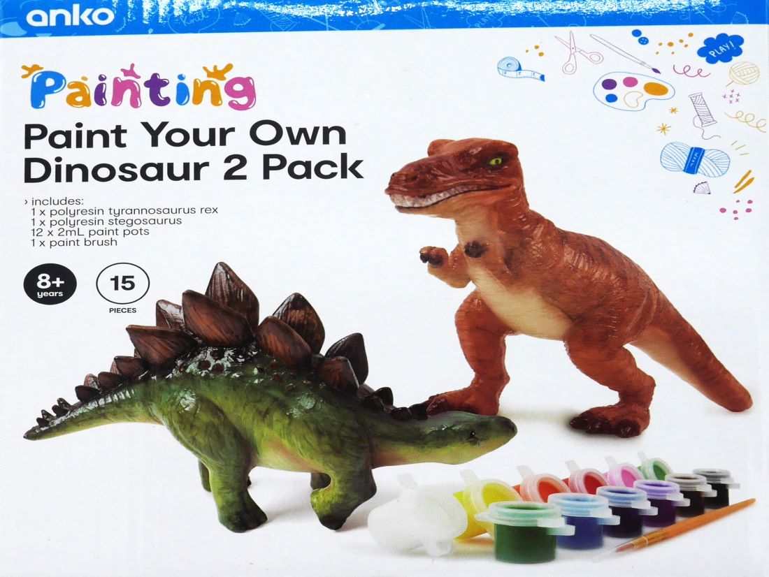 2 dinosauri per la pittura di Tyrannosaurus Rex e Stegosaurus