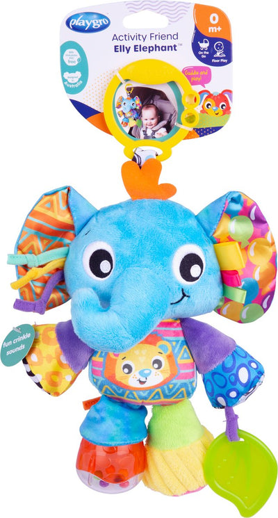 Playgro - attività amica elefantino - giocattolo per bambini - giocattolo da appendere - giocattolo per carrozzina - sonaglio - accessorio per carrozzina - accessorio per passeggino - giocattolo educativo - animale di peluche