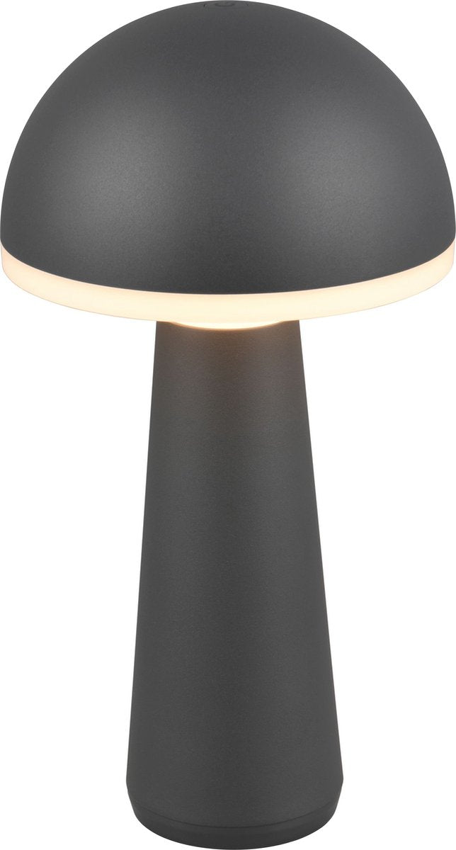 Rl live your light reality fungo - lampada da tavolo - antracite - incl. 1x SMD 2W - colore della luce regolabile - dimmerabile in modo continuo - ricaricabile - senza fili - illuminazione da esterno - IP54