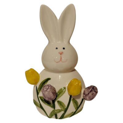 Ambiente mansión deco conejo con tulipanes 8,8x7,3x14,3cm