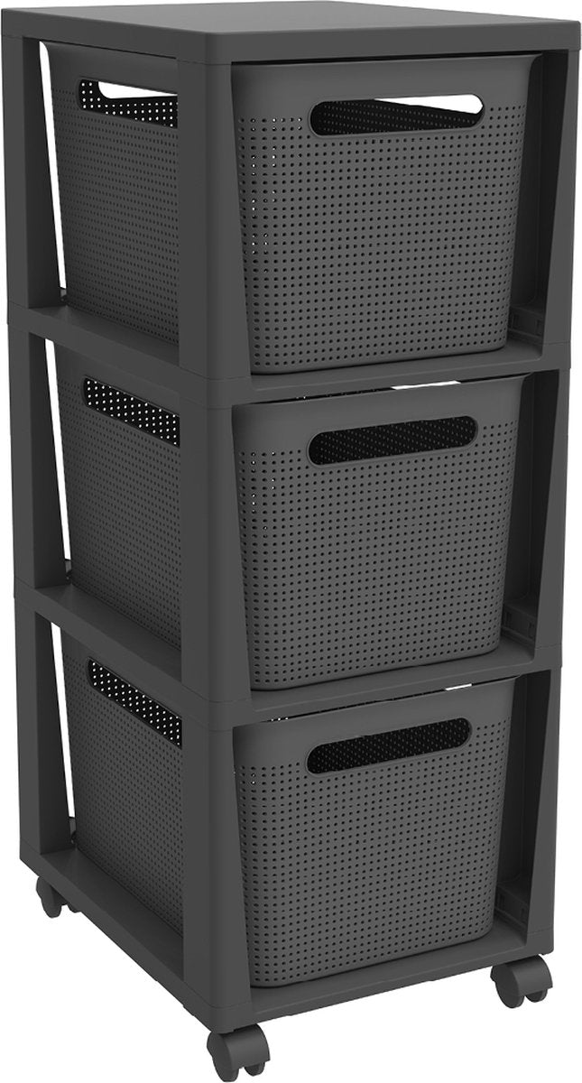 Rotho tower brisen - cassettiera 3 x 16l con ruote - antracite
