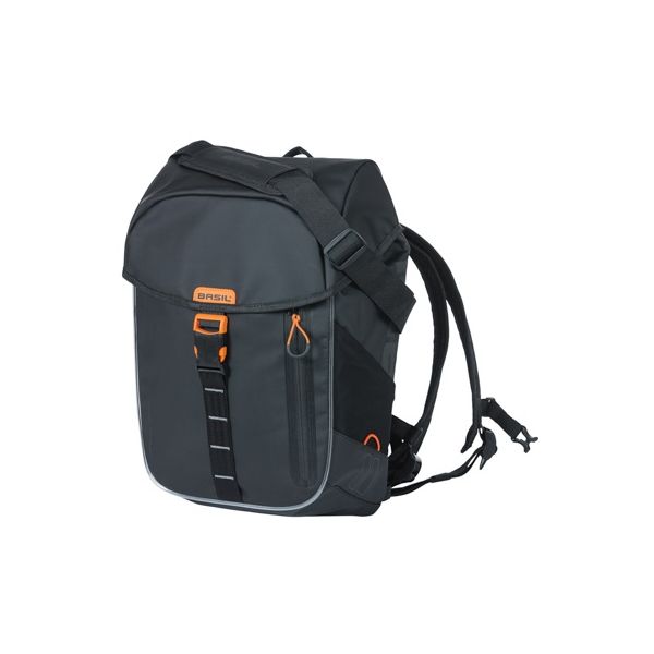 Backpack in bicicletta in bicicletta di Basil Miles Nordlicht - Backpack nero impermeabile per ciclisti - 17L - UNISEX - SPORTY - NERO