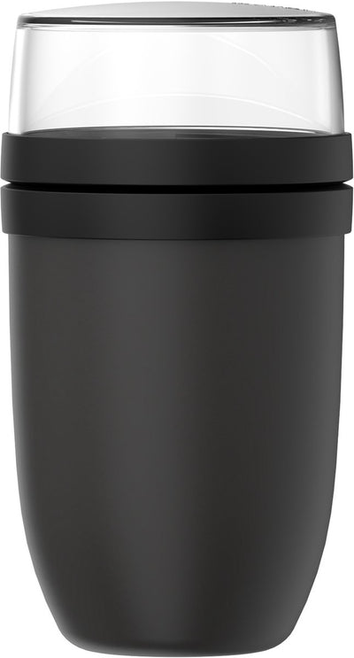 Fiambrera Mepal xl ellipse - 750 + 300 ml - vaso de yogur y vaso de muesli para llevar - apto para congelador. microondas y lavavajillas - negro nórdico