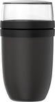 Fiambrera Mepal xl ellipse - 750 + 300 ml - vaso de yogur y vaso de muesli para llevar - apto para congelador. microondas y lavavajillas - negro nórdico