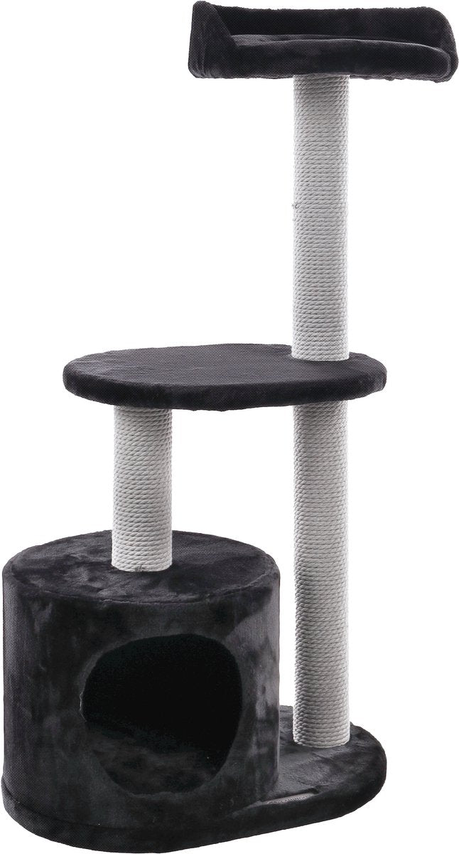 Poste rascador Flamingo - echo - gris negro - 48x34x99 cm - mueble rascador con plataformas para tumbarse refugio - cuerda de sisal - felpa suave - para gatos gatitos
