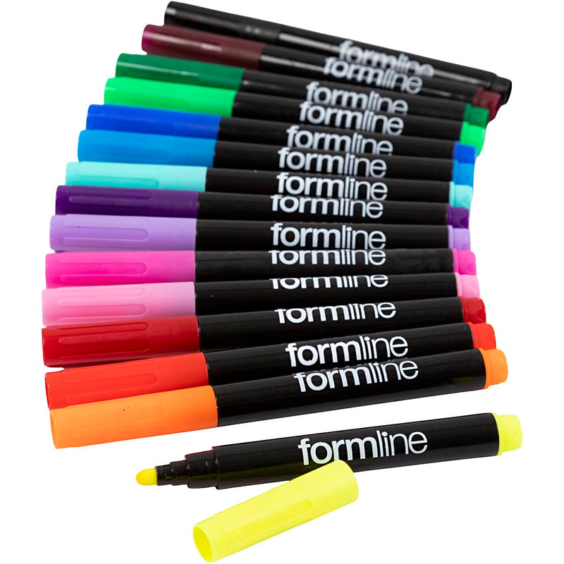 Creativ Company pennarelli per tessuti formline, larghezza tratto 4-5 mm, vari colori, 15 pezzi 1 scatola