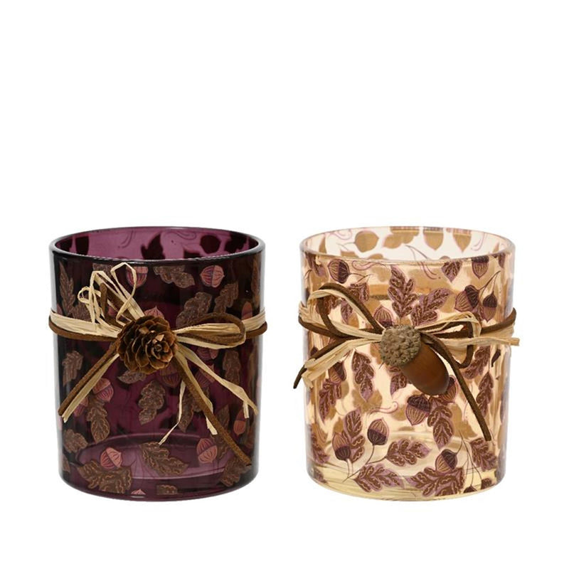 Portacandele Decoris in vetro con ghianda