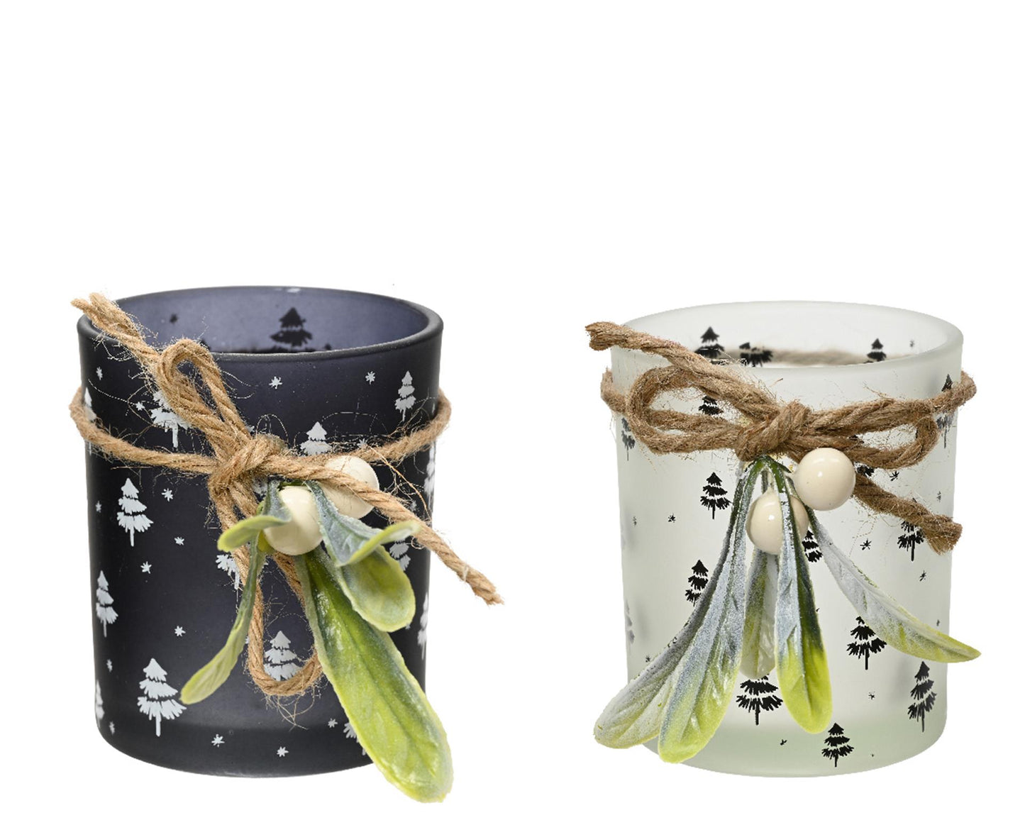 Portavelas Decoris de cristal de muérdago con h8,3cm