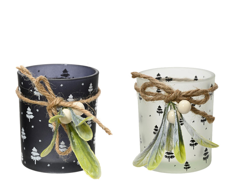 Decoris theelichthouder maretak glas met h8,3cm