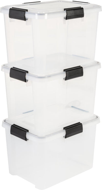 Iris airtight storage box - 20l - plastic - transparent black - set of 3