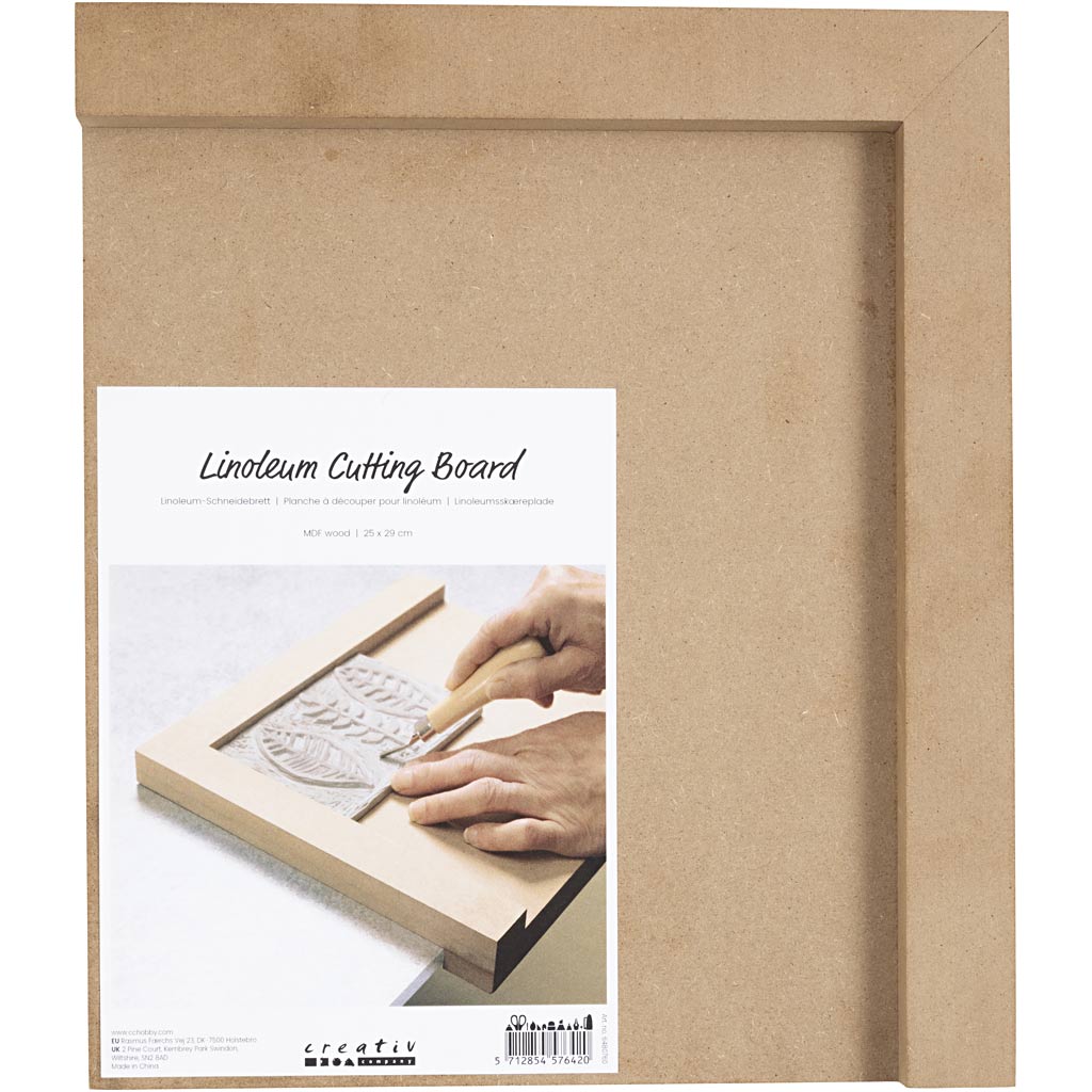 Creativ company houten linoleumhouder rechtshandig, 29x25cm