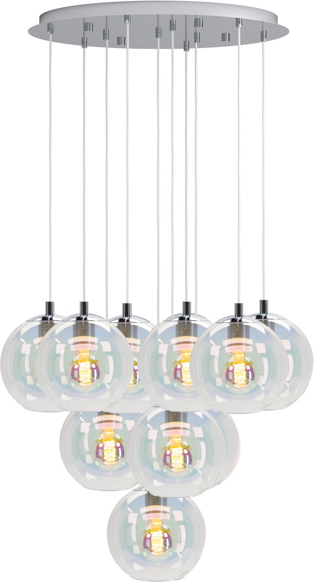 Lampada a sospensione Eglo ariscani 2 - e27 - ø 65,5 cm - vetro colorato cromo