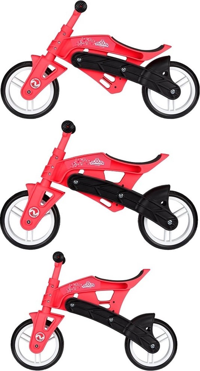 Nijdam loopfiets - verstelbaar - n rider - roze zwart