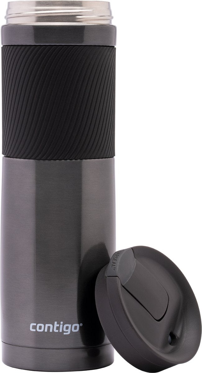 Contigo byron snapseal thermos cup - gunmetal - stainless steel insulated cup, coffee cup-to-go, leak-proof, keeps warm for up to 7 hours, dishwasher-safe BPA-free lid, 720 ml