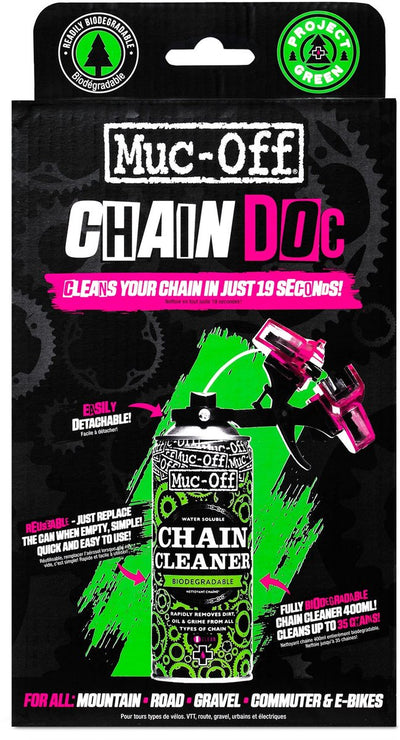 Limpiador de cadenas bio Muc-off 400 ml incl. dispositivo de limpieza de cadena