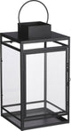 Linterna de tormenta con decoraciones de mica - 19,5x19x36 cm - hierro - negro
