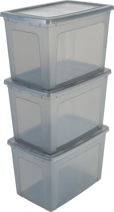 Iris clearbox storage box - 70l - plastic - gray - set of 3
