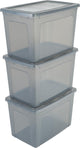 Scatola portaoggetti Iris Clearbox - 70 l - plastica - grigia - set di 3