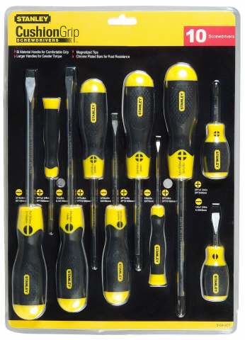 Stanley handgereedschap 10-delige cushiongrip schroevendraaierset standaard phillips - 2-65-005