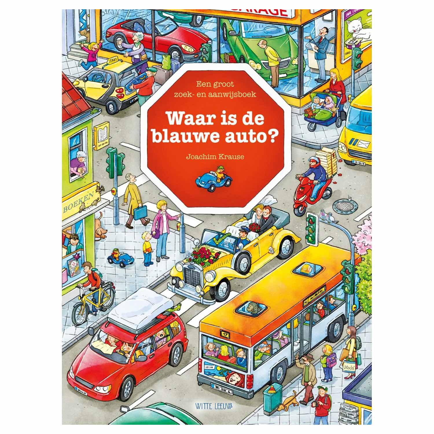 Where is the blue car?