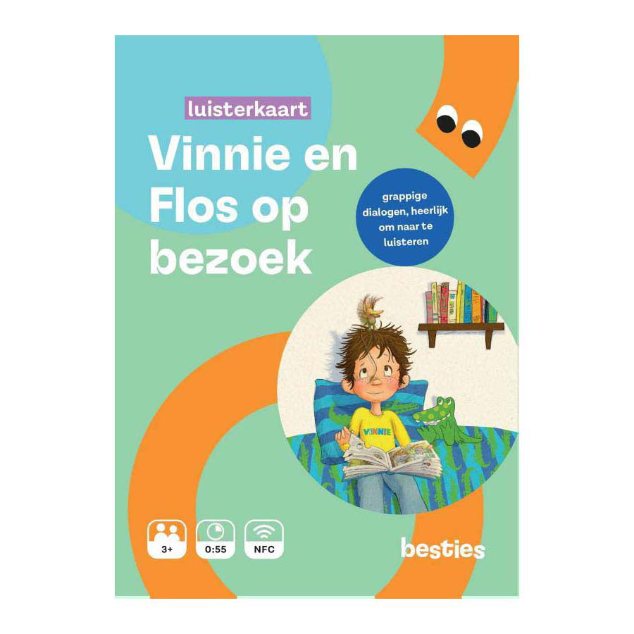 Tarjeta de escucha de visita de vinnie y flos de la casa central del libro
