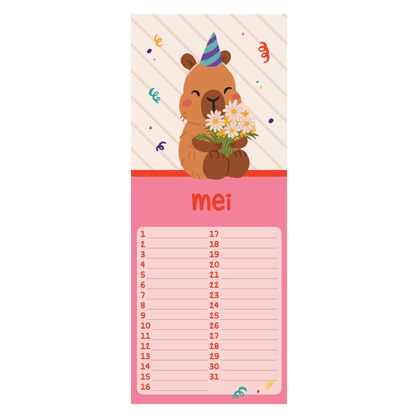 Calendario de cumpleaños - capibara alle