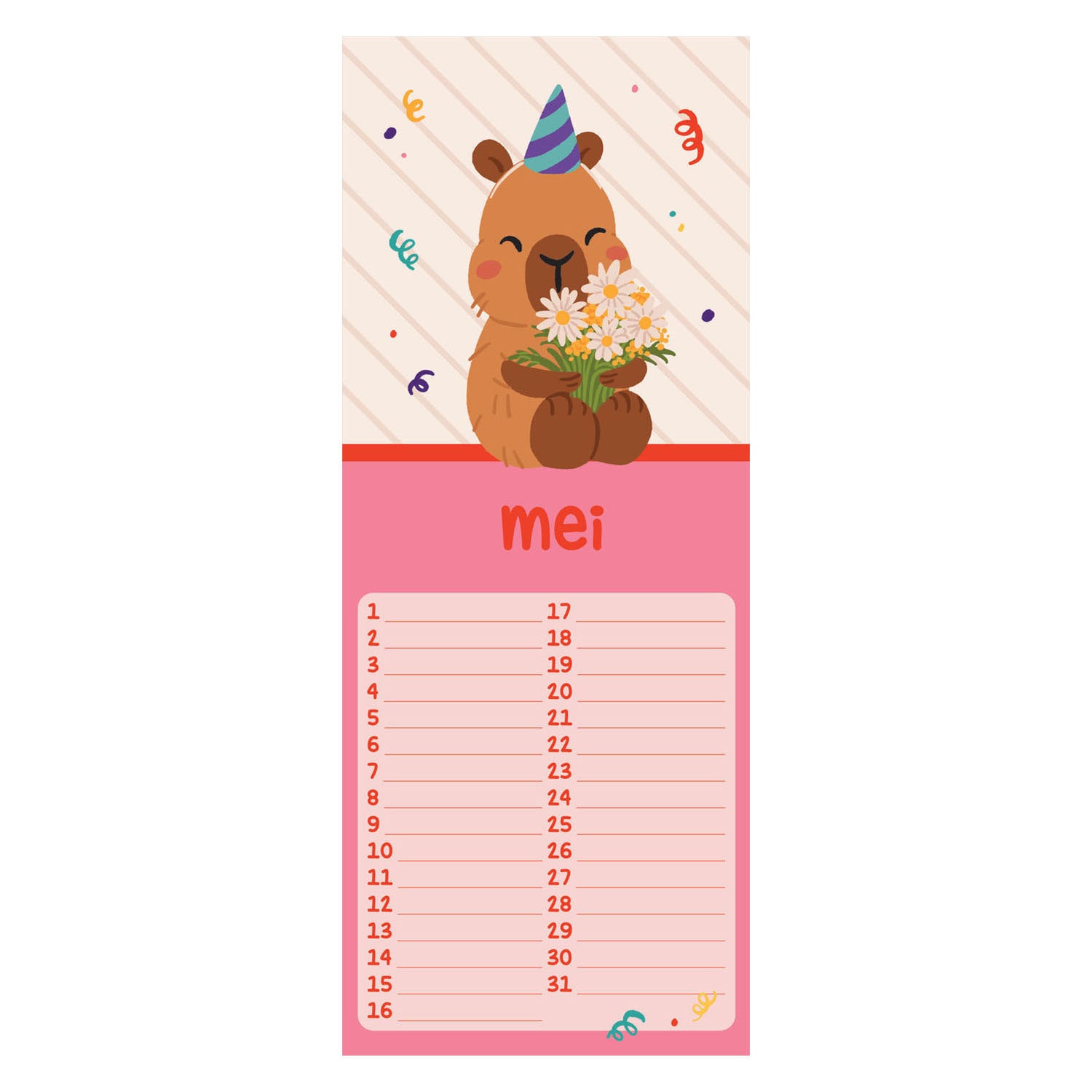 Calendario de cumpleaños - capibara alle