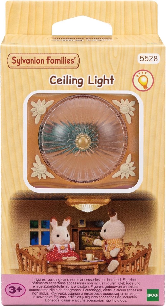 Lámpara de techo Sylvanian Families 5528: adecuada para la primera casa 5303 y la gran casa de campo 5302 con iluminación