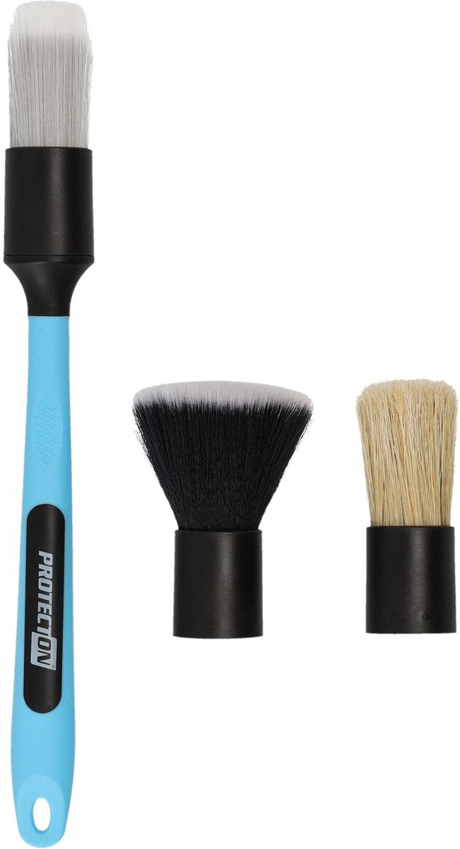 Set spazzole Protecton Detail - 3 spazzole - per interni ed esterni - pulizia di parti delicate - utilizzabile asciutto e bagnato