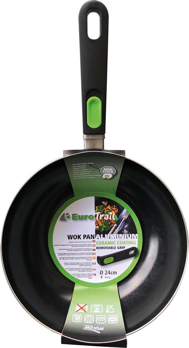 Eurotrail wokpan ø 24cm - zwart