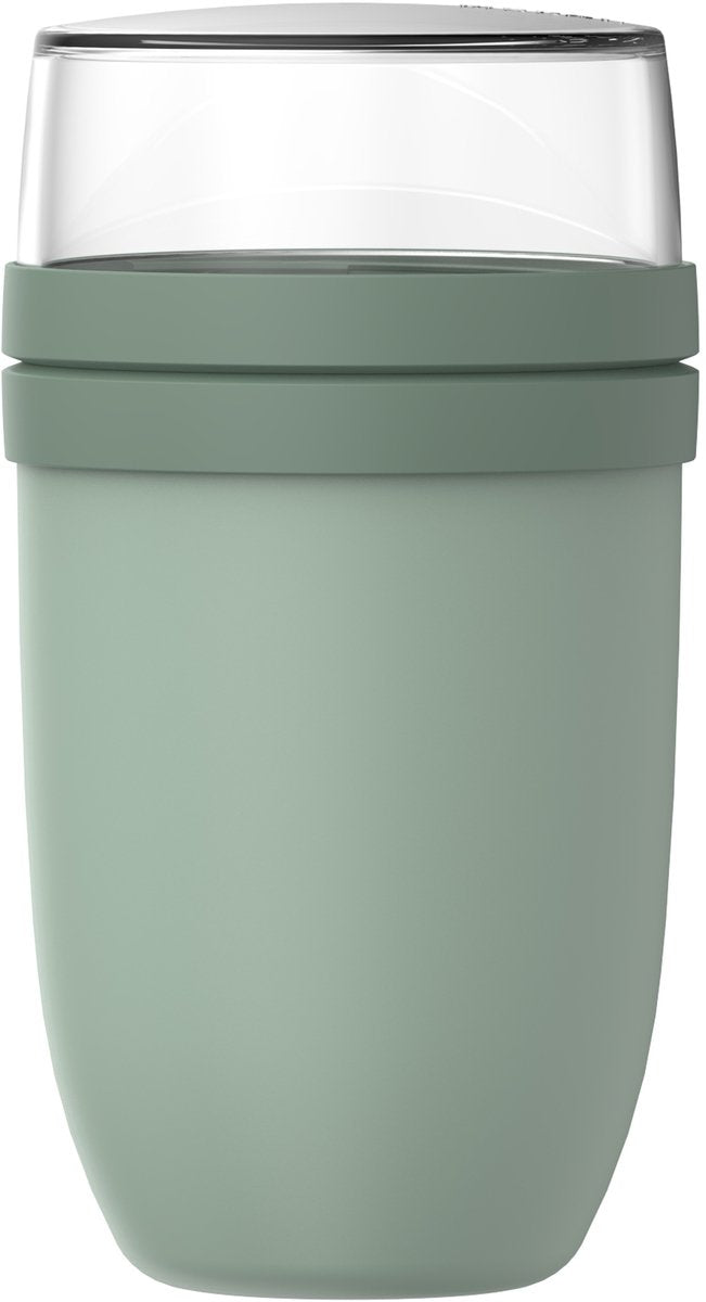 Fiambrera Mepal xl ellipse - 750 + 300 ml - vaso de yogur y vaso de muesli para llevar - apto para congelador. microondas y lavavajillas - salvia nórdica