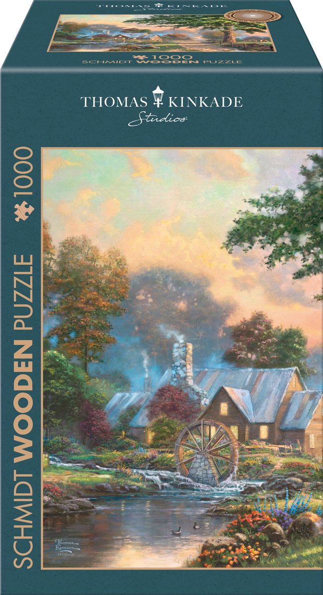 Schmidt - legpuzzel - houten puzzel - bij de oude molenbeek - thomas kinkade studios - 1000 stukjes - volwassenen - vanaf 12 jaar