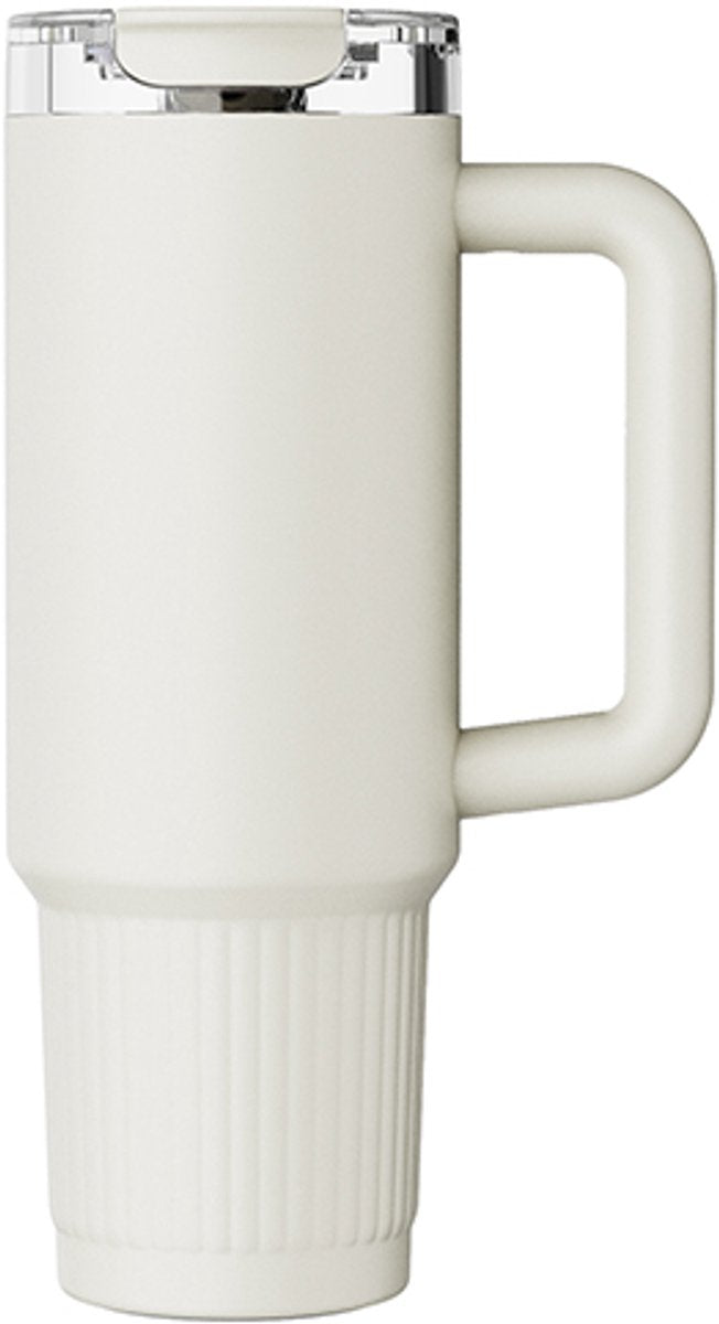 Kozie thermosbeker 980 ml – rvs – dubbelwandig geïsoleerd – crème beige – voor warme koude dranken