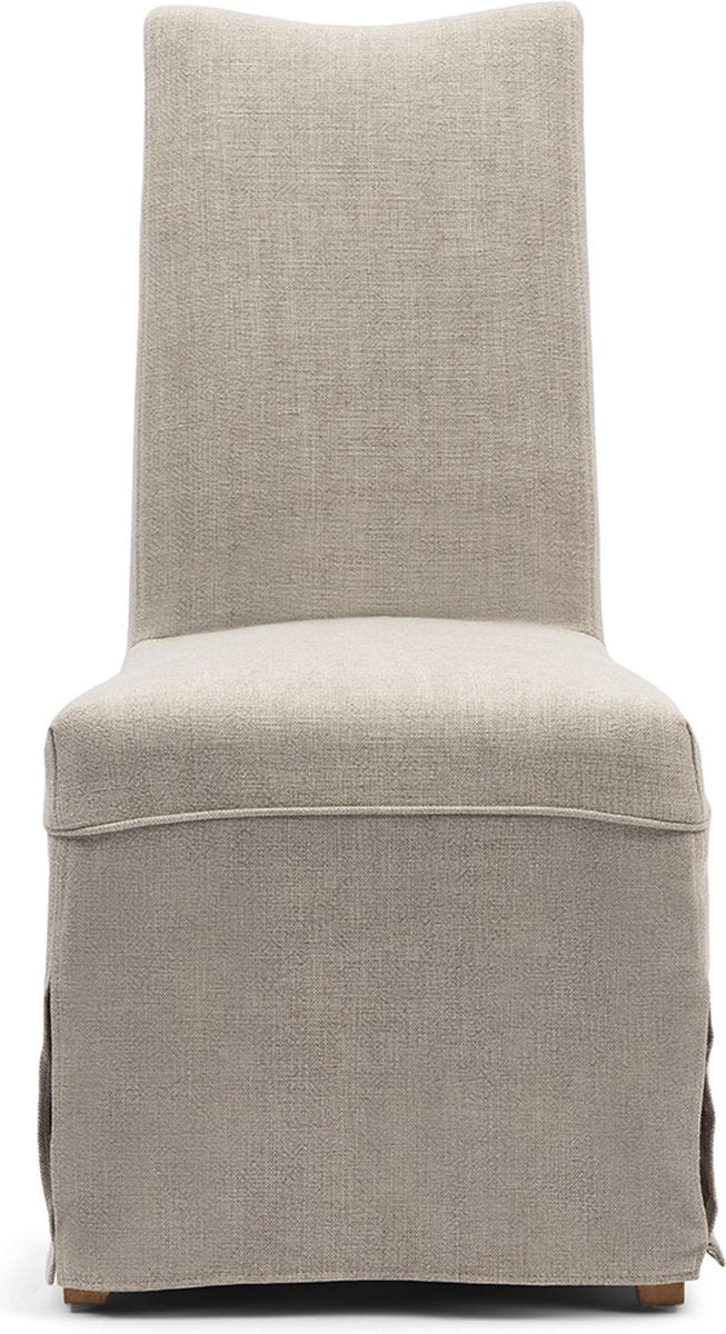 Silla de comedor Riviera maison sin reposabrazos - funda suelta monti dc - algodón, viscosa, lino, madera de caucho - beige