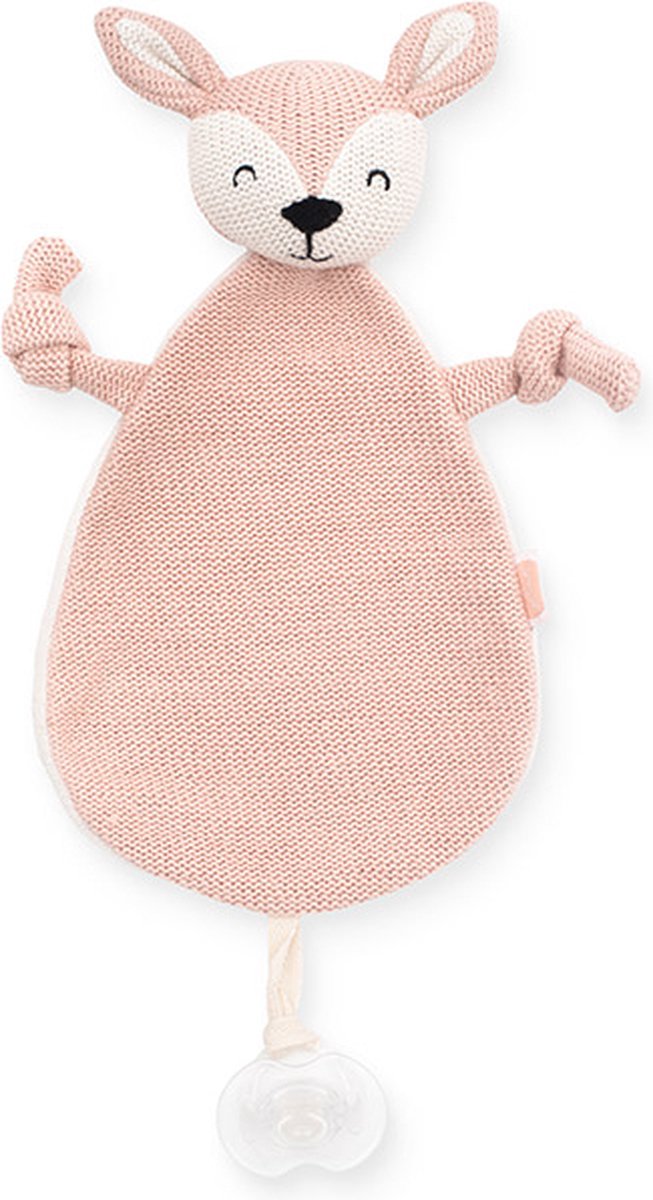 Jollein - panno per coccolare cervo (rosa pallido) - peluche ciuccio, panno per ciuccio per bambini, panno per ciuccio - cotone