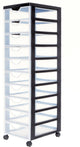 Cassettiera Iris easygrip chest - 10 cassetti x 7,5 l - plastica - nero trasparente - con ruote