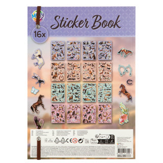 Libro de pegatinas de grupo de manualidades creativas colección de caballos a4 16 páginas y más de 900 pegatinas | 4 piezas