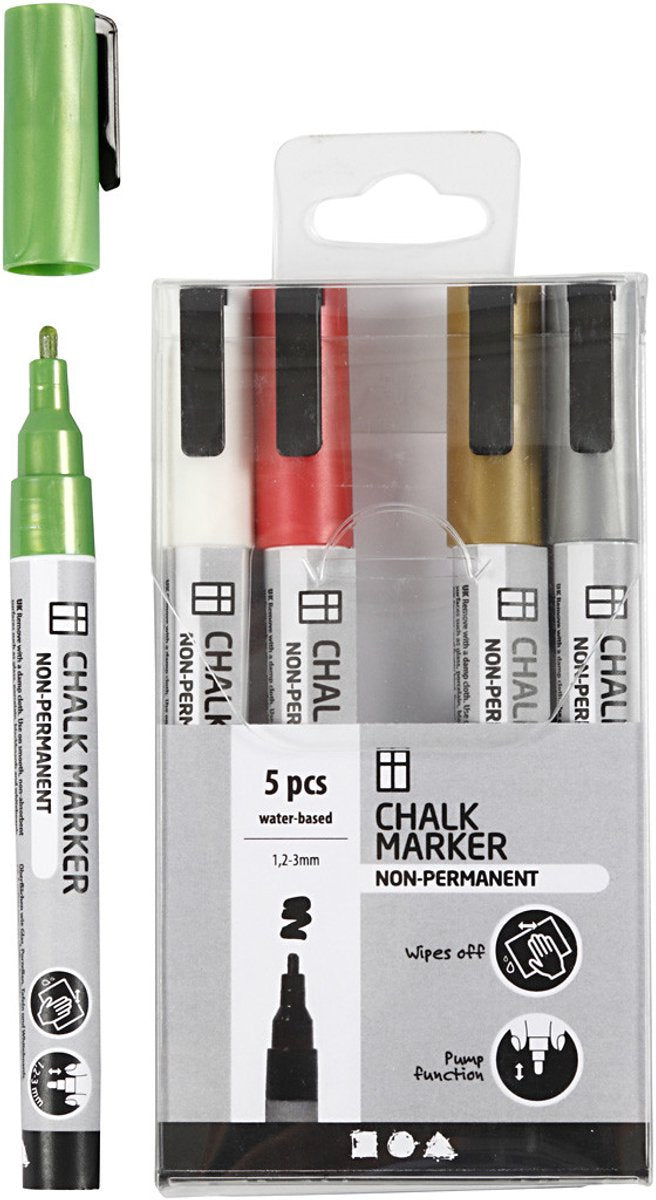Creativ Company Krijt Markers Metallic Colors, 5st.