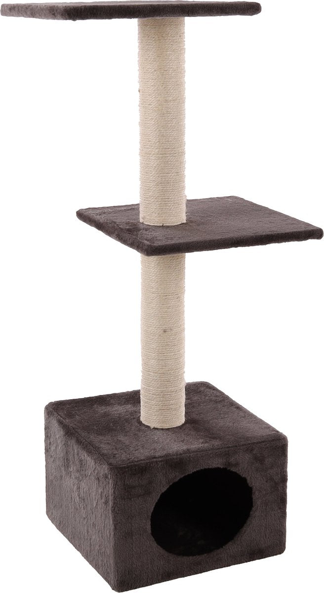 Tiragraffi Flamingo – grigio carbone crema – 47 × 35 × 103 cm – tiragraffi in sisal – con casetta per sdraiarsi – per gatti